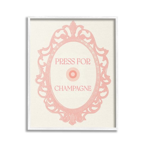 Stupell Industries Press For Champagne Food & Beverage Painting White Framed Art Print Wall Art, 24 x 30