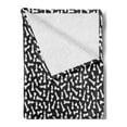 thumbnail image 2 of Board Game Soft Flannel Fleece Throw Blanket, Composition with Chess Piece Silhouettes Game Theme Collage Monochrome, Cozy Plush for Indoor and Outdoor Use, 50" x 70", Black and White, by Ambesonne, 2 of 5