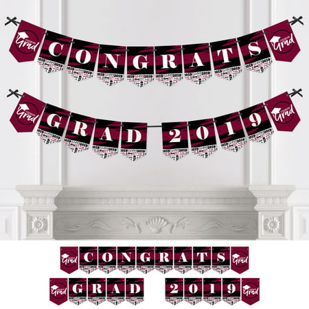 Maroon Grad - Best is Yet to Come - Burgundy Graduation Bunting Banner - Party Decorations - CONGRATS GRAD