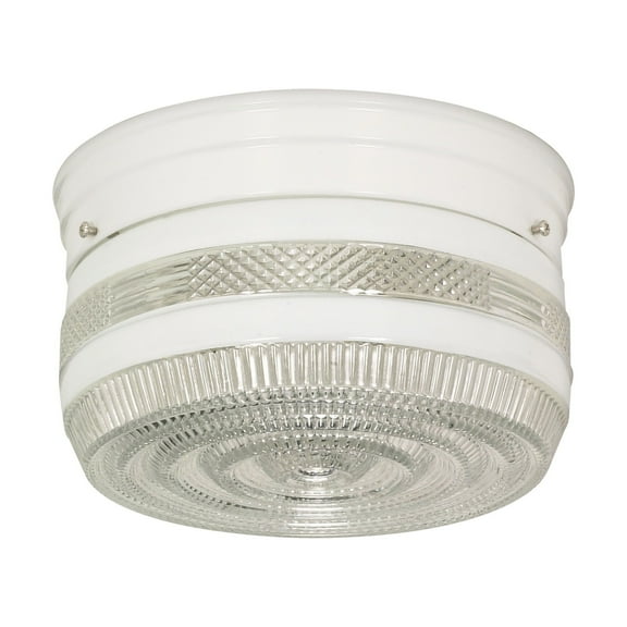 Nuvo 77-098 - 8" DRUM GLASS/WHITE HOLDER