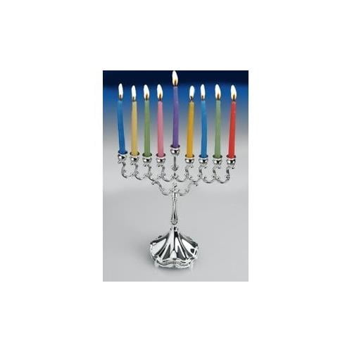 Hanukkah Menorah Purple Geometric Traditional Design Chanukah Menorah by Ner Mitzvah Fits All Standard Chanukah Candles 7.5 inch High