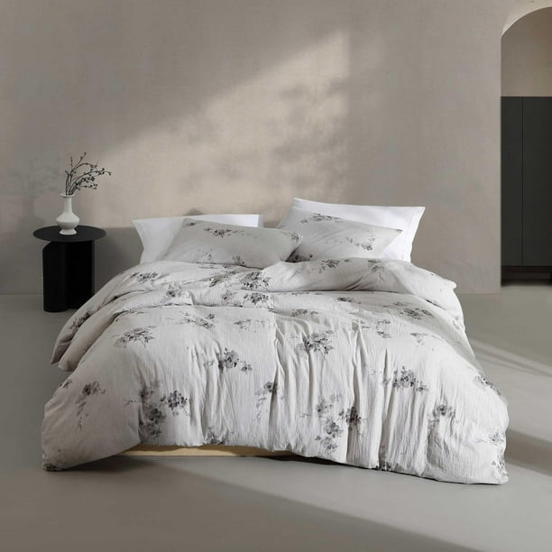 Set de edredón Calvin Klein Aquarelle Floral Grey 100% algodón