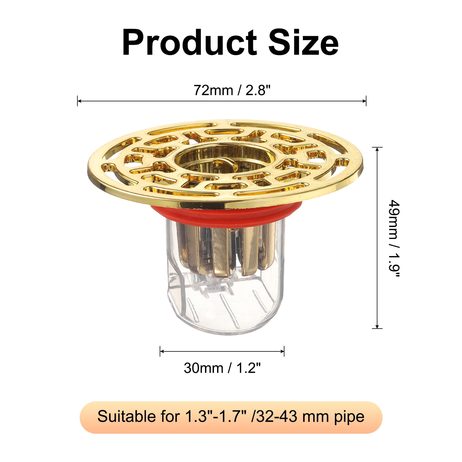 Unique Bargains Odor-Proof Shower Drain Backflow Preventer Gold / Clear