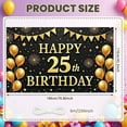 thumbnail image 2 of Golden Theme Happy 25th Birthday Banner Black Background 25th Birthday Display Shiny Stars Golden Balloons Birthday Party Backdrop for 25th Birthday Party Indoor Decoration Party Photo Shoot, 2 of 9