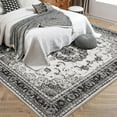 thumbnail image 6 of Twister.CK Washable Vintage Area Rug - 9x12 Traditional Oriental Medallion Floral Design, Stain Resistant Indoor Print Carpet for Entryway Bedroom Living Room Office Kitchen, Kid & Pet Friendly, Grey, 6 of 7