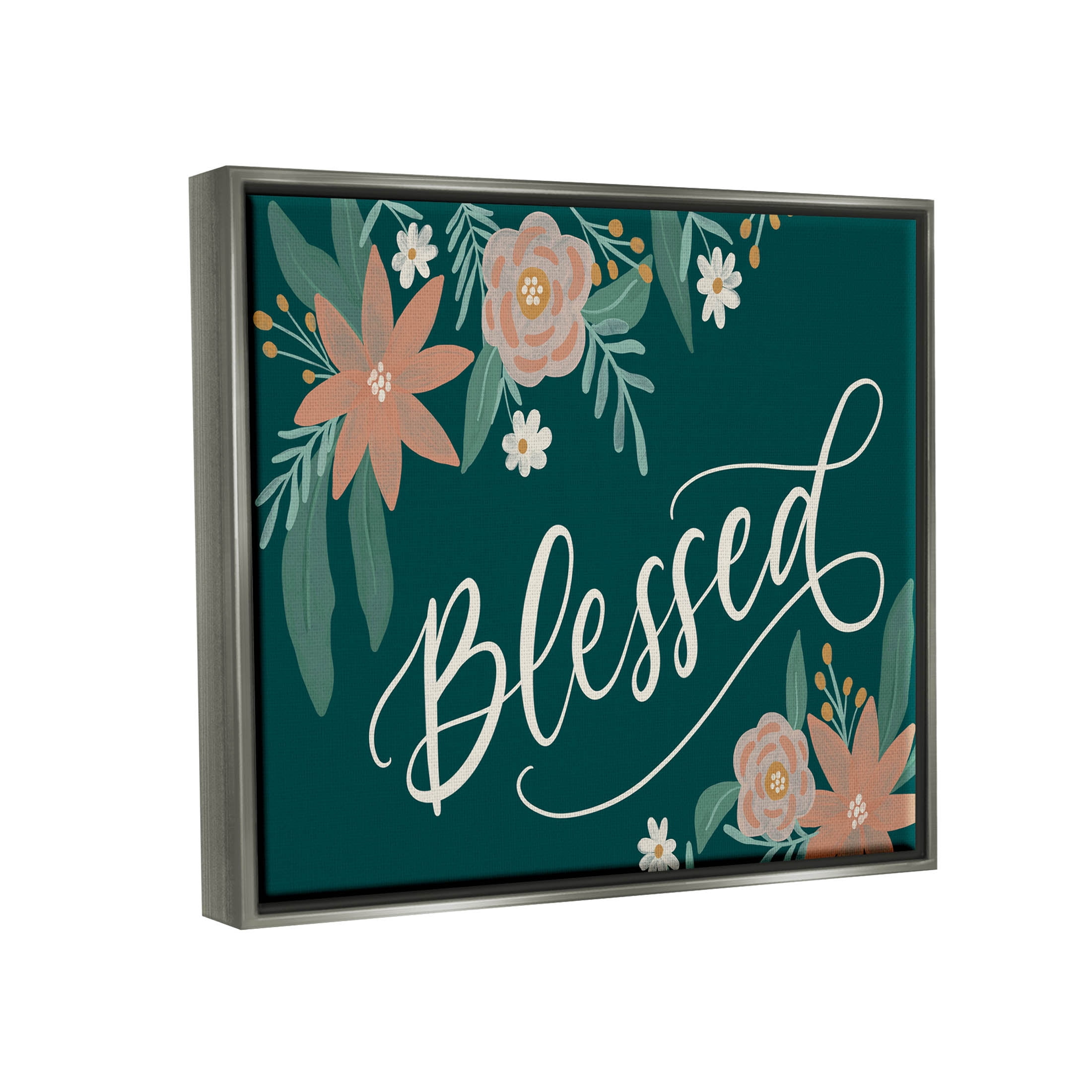 Blessed Floral Green Blossoms Botanical & Floral Graphic Art Luster Gray Framed Art Print Wall Art