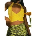 thumbnail image 1 of VISgogo Tops cortos para mujer, cuello halter, sin mangas, cruzado, cruzado, de color sólido, de punto, camiseta delgada para damas VISgogo moda, 1 of 9