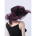 thumbnail image 4 of Women Organza Hats Flower Decoration Wide Brim Occasion Event Church Dress Sun Hat, 4 of 4