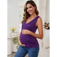 thumbnail image 6 of DARING DIVA Women's Nursing Tank Wrap V-Neck Ruched Breastfeeding Tops S Black & Purple, 6 of 7
