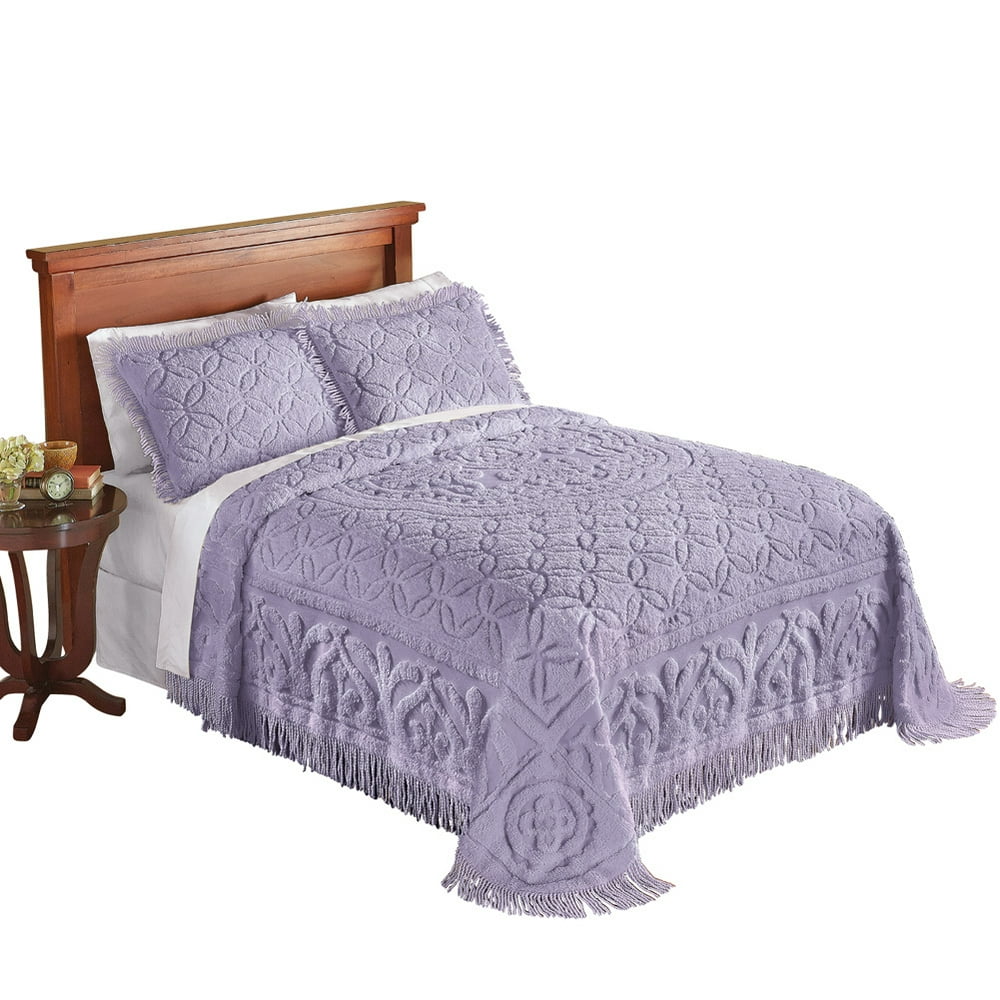 Collections Etc Elegant Victoria Plush Chenille Bedspread with Fringe