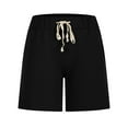 thumbnail image 5 of Pxkloy Women's Sweat Shorts High Waisted Drawstring Workout Short Pants Casual Plus Size Summer Running Shorts with Pockets Black,L, 5 of 7