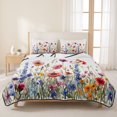 thumbnail image 3 of Full Quilt Set 78''x90'', Pastoral Spring Floral Lightweight Bedspread Coverlet Set with 2 Pillow Shams, Elegant Summer Flower Botanical Breathable All Season Quilt Bedding for Bedroom/Guest Room, 3 of 9