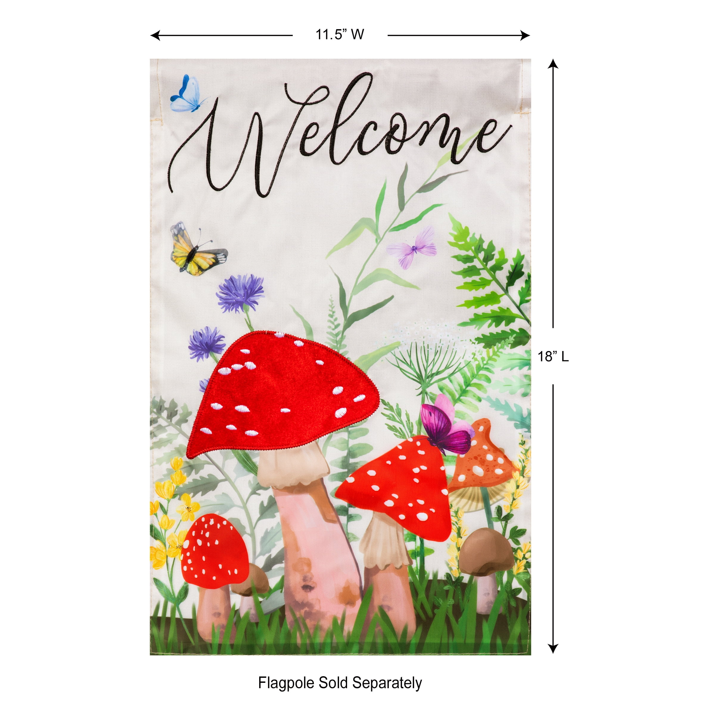 (2 pack) Meadow Creek 11.5" x 18" Welcome Spring Mushroom Outdoor Yard Flag