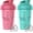 Pink/Turquise, variant on VELOMIX Leak Proof Protein Shaker Bottle with Wire Whisk, 2 Pack, 20 fl oz, Black/Clear