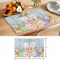 thumbnail image 6 of Easter Placemats Set of 6 Spring Eggs Rabbit Ear Flowers Wooden Grain Place Mats Indoor Wipeable Table Mats Washable Cloth Dining Table Placemats for Kitchen Holiday Party Home Decor 13x19 Inch, 6 of 9