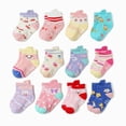 thumbnail image 2 of CAUYDY Preemie Infant Girls Socks 12PC Set 0M 3M 6M 12M Baby Fall Winter Spring Summer Ankle Grip Socks Cute Sizes 0-1 Years, 2 of 4