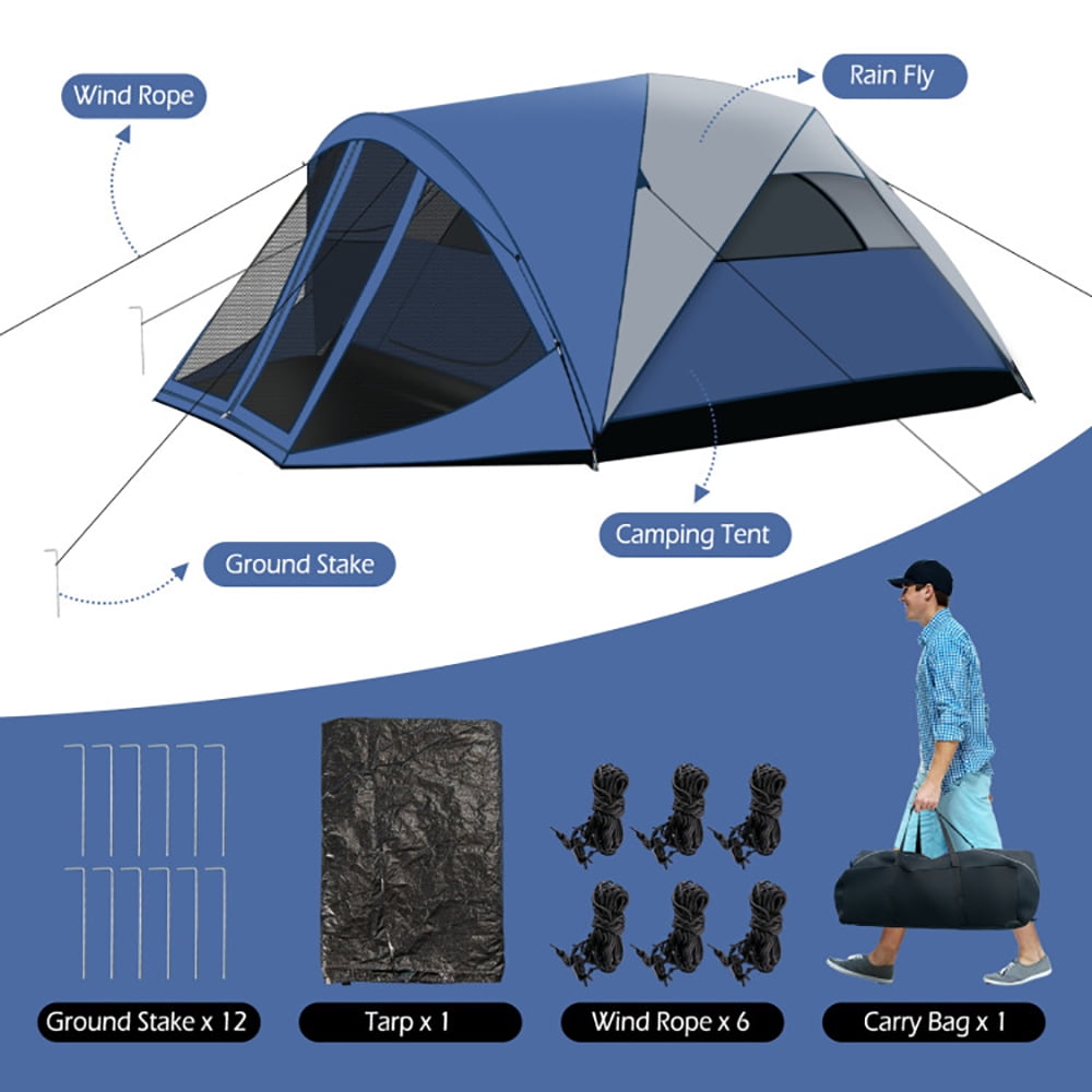Aimee Lii 6-Person Large Camping Dome Tent with Screen Room Porch and Removable Rainfly, Easy Set Up Camping Tents Shelter Aimee Lii 6-Person Large Camping Dome Tent with Screen Room Porch and Removable Rainfly, Easy Set Up Camping Tents Shelter