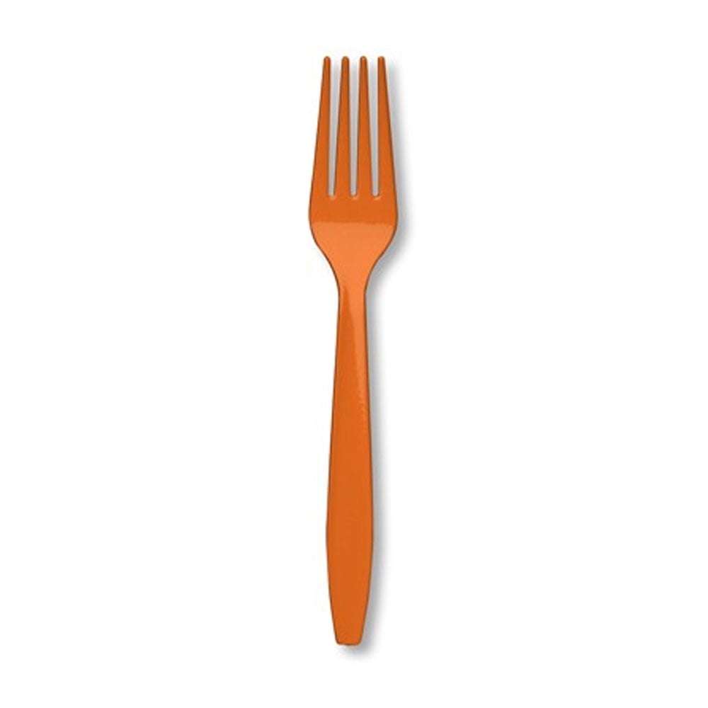 Premium Plastic Forks Sunkissed Orange,Pack of 24 EA