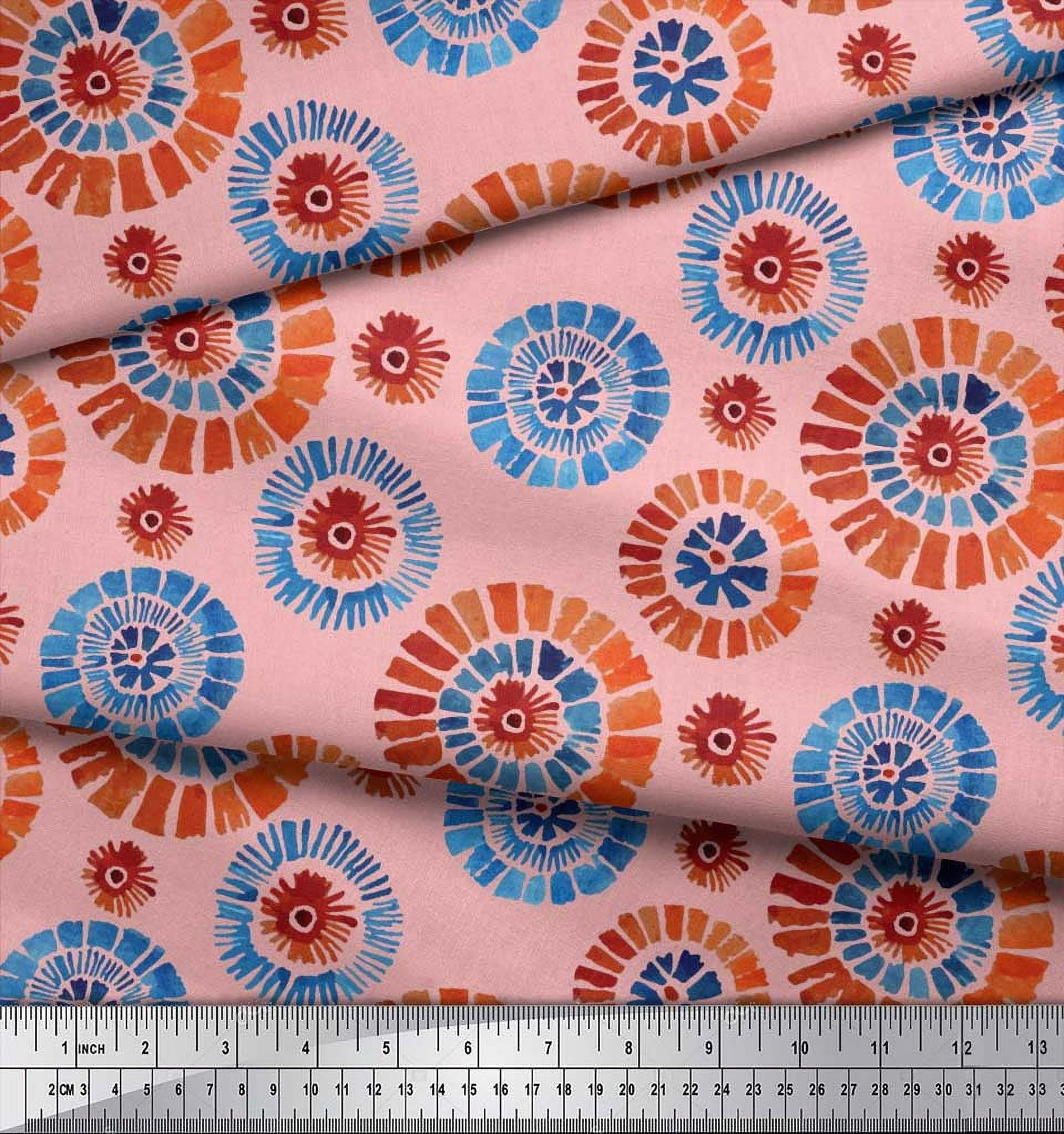 Soimoi polyester Crepe Fabric Brush Stroke Abstract Print Fabric by the Yard 52 Inch Wide
