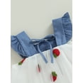 thumbnail image 6 of Bagilaanoe Toddler Baby Girl Dress Strawberry Embroidery Fly Sleeve A-line Princess Dresses 9M 12M 18M 24M 3T Kid Summer Patchwork Tulle Skirt, 6 of 8