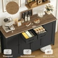 thumbnail image 2 of Hiphuta 55" Wide Buffet Cabinet with 2 Drawers & Adjustable Shelves, Modern Coffee Bar Cabinet with 2 Drawers and Sturdy Base for Living Room, Black, 2 of 8