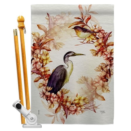 Breeze Decor HS120266-BO Birds Wreath Animals Bird 28 x 40 in. Double-Sided Decorative Horizontal Flags for Decoration Banner Garden Yard Gift