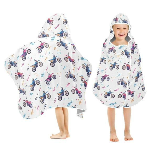 joogoo Cartoon Motorcycles Kids Hooded Beach Towel Baby Bath Towel 23.5"x50"