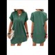 thumbnail image 1 of Vestido Camisero Informal de Verano para Mujer, con Cuello en V, Corta, Plisado, Liso, Holgado y con Botones. Verde L, 1 of 7