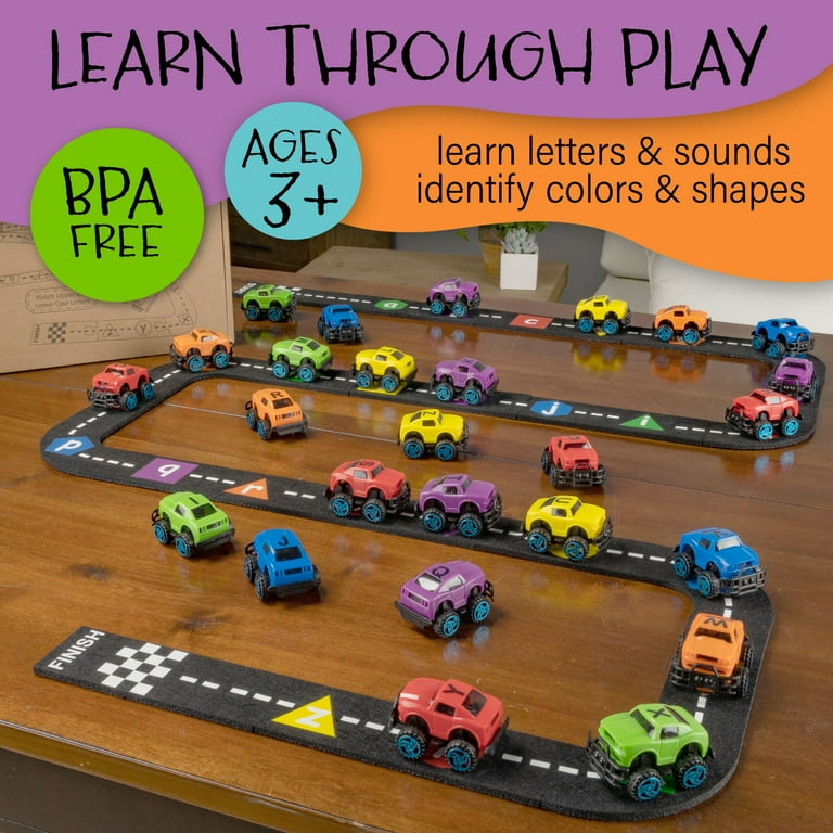 Skoolzy AlphaTracks Alphabet Race Car Track Flexible Felt Racing