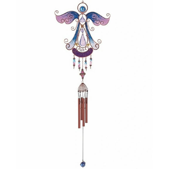 FC Design 33" Long Purple Angel Copper and Gem Wind Chime Garden Patio Decoration
