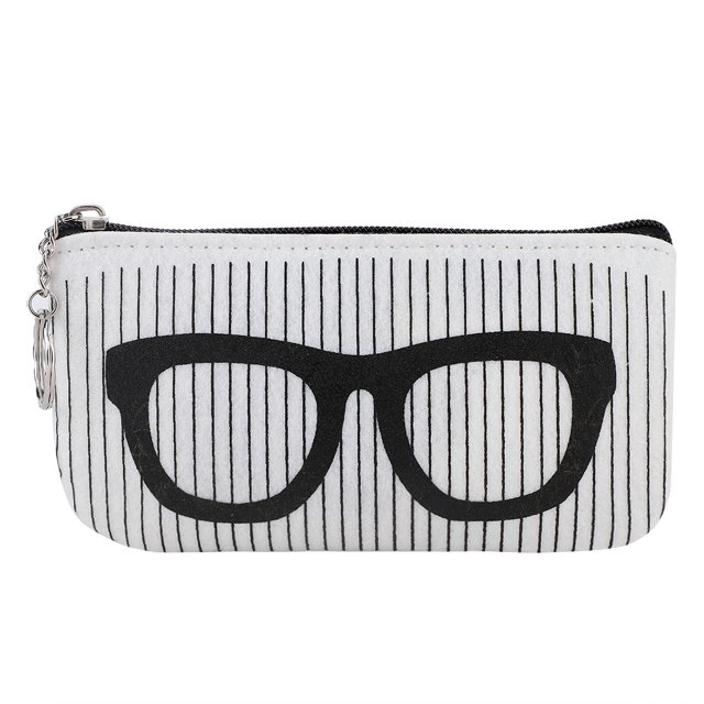 Estuche portátil con cremallera para guardar anteojos Estuche para anteojos de fieltro blanco