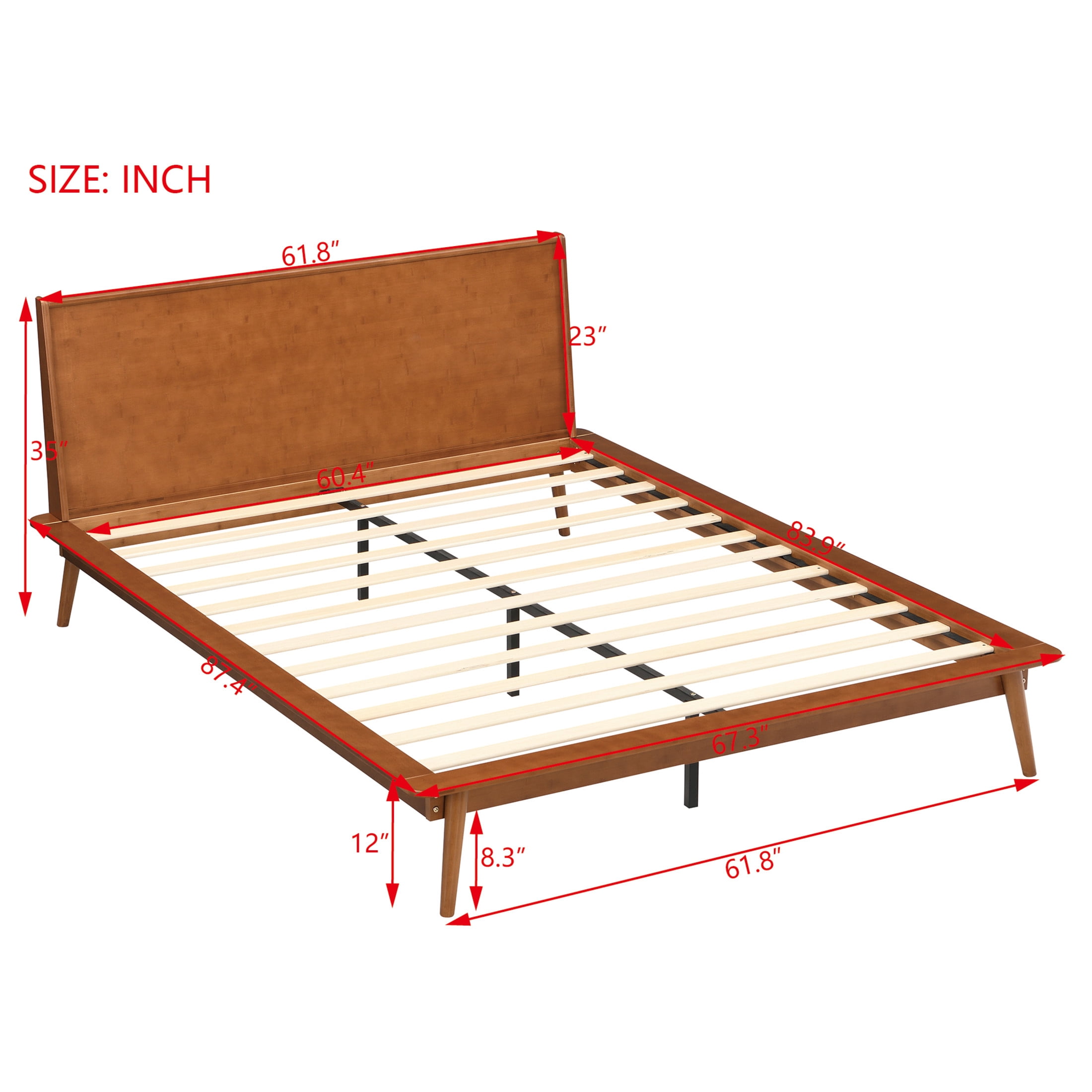 Christopher Knight Home Queen Size Bamboo Platform Bed Frame, Heavy-Duty Support, Walnut Brown