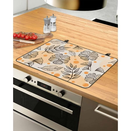 

Orange Floral Fall Stove Top Covers for Electric Stove Heat Insulation Fireproof Glass Cooktop Cover Counter Top Glass Stove Cover 29 x21 Thanksgiving Botanical Maple Leaf Rustic