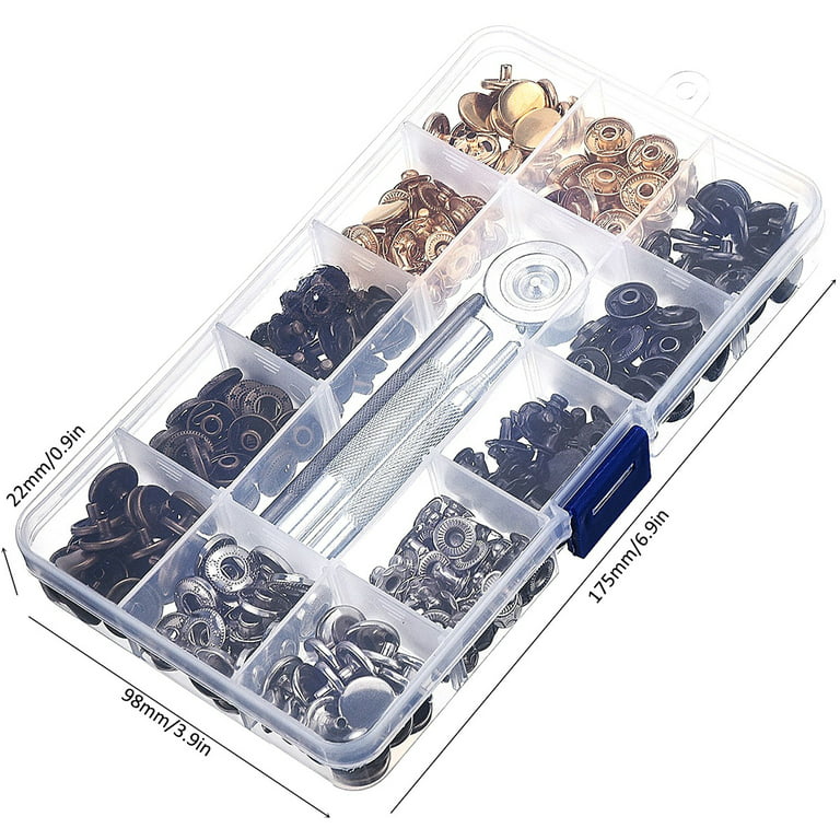 120Pcs Leather Snap Fasteners Kit Metal Button Snaps 12.5mm 6 Color Press  Studs