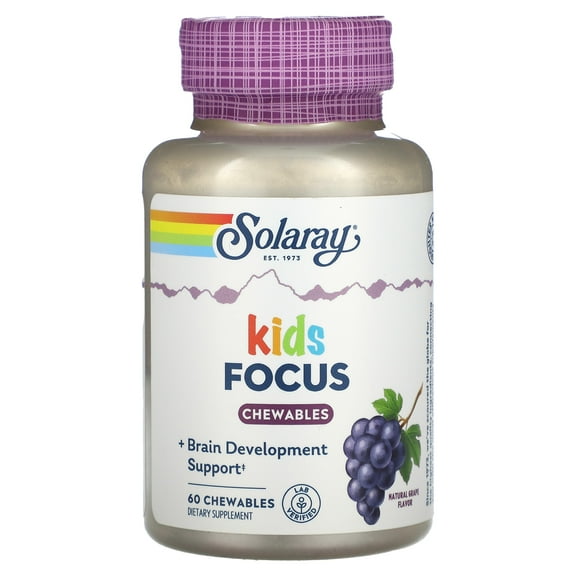 Solaray Kids Focus Chewables, Natural Grape, 60 Chewables