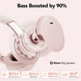 thumbnail image 3 of Active Noise Cancelling Headphones -45dB, Bluetooth Headphones 5.4, 50H Playtime Wireless Headphones, Clear Call, Bass Boosted by 90%, Comfort Fit Over Ear Headphones for Travel Home Office PC Red, 3 of 4