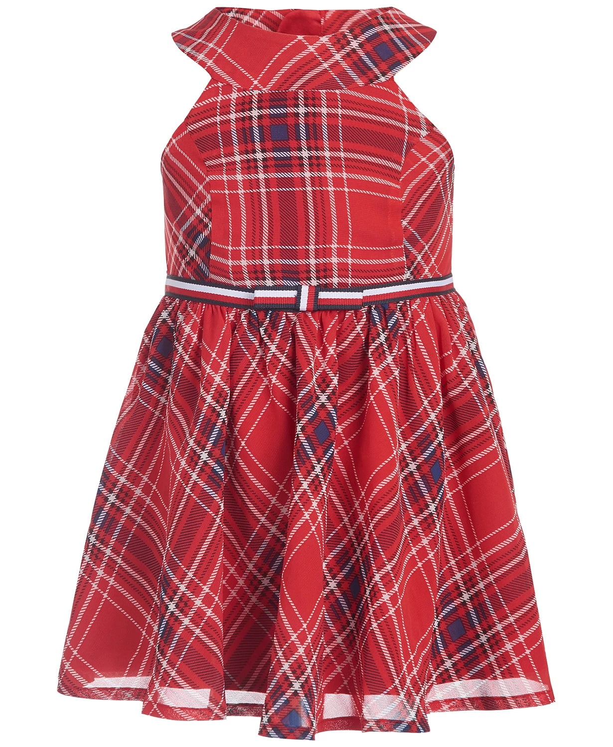 Tommy Hilfiger Baby Girls Plaid Chiffon Dress & Panty Bright Red Size