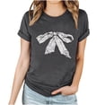 thumbnail image 3 of DeHolifer Womens T-shirts Bowknot Graphic Pritned Short Sleeve Crewneck T-shirts Loose Casual Fashion Blouse Tops Gray L, 3 of 3