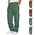 thumbnail image 3 of guisaled Mens Cargo Sweatpants with Pockets Open Bottom Drawstring Elastic Waisted Sweat Pants Solid Baggy Casual Athletic Workout Pants Clothing, 3 of 6