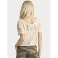 thumbnail image 3 of Jessica Simpson Women's Leilah Cropped Crochet Tee with Short Sleeves, Sizes XS-XL, 3 of 6