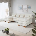 thumbnail image 3 of Gewnee U-Shaped Chenille Sectional Sofa Couch with Pillows ,4 Seat Double Chaise Modular Sofa Couches for Living Room, 3 of 15