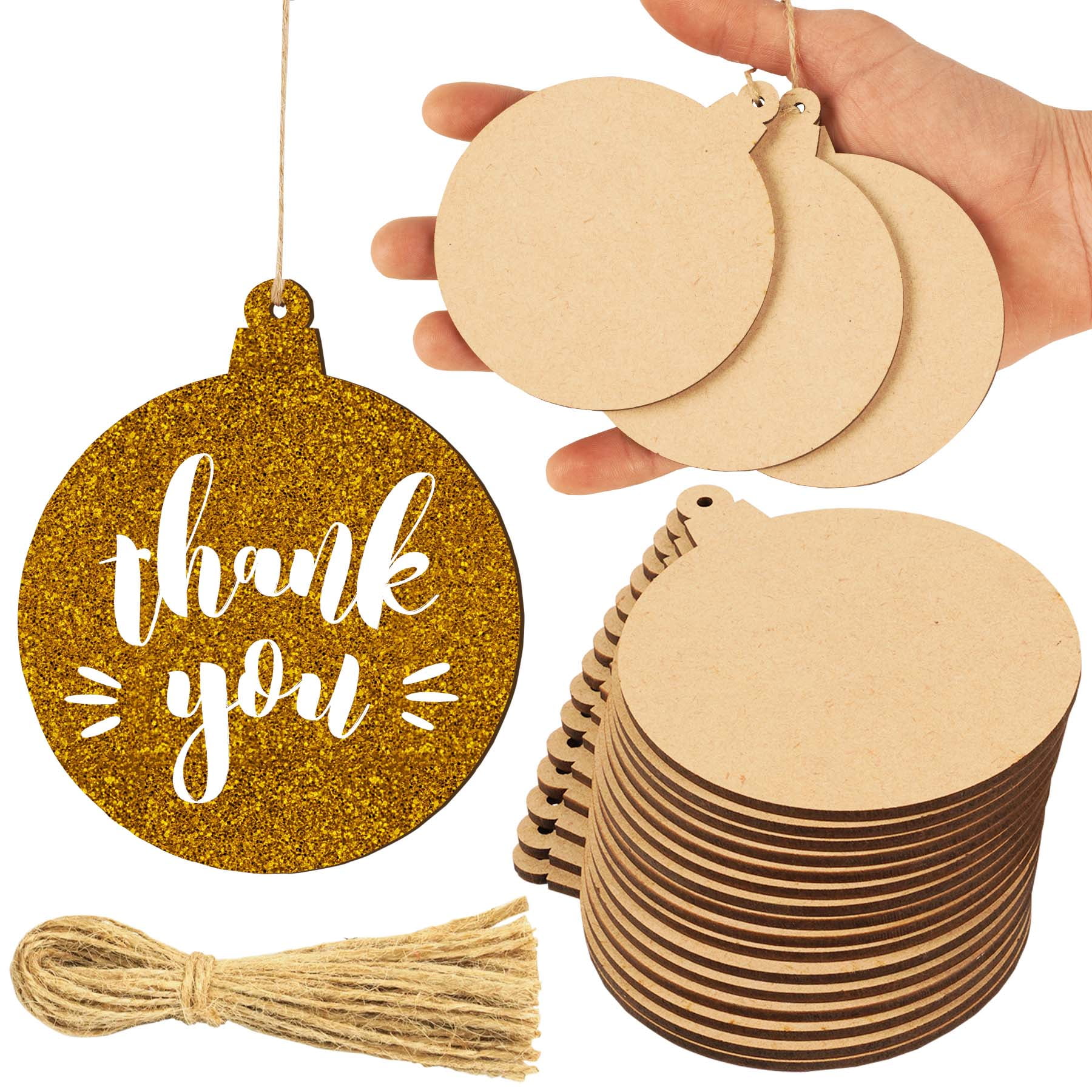 Wooden Christmas Ornaments DIY Round Unfinished Wood Pieces Slices Scrafts for Kids Tree Decoration Christmas Craft Supplies 40Pcs 3 Predrilled with Hole Blanks Discs Bulk 