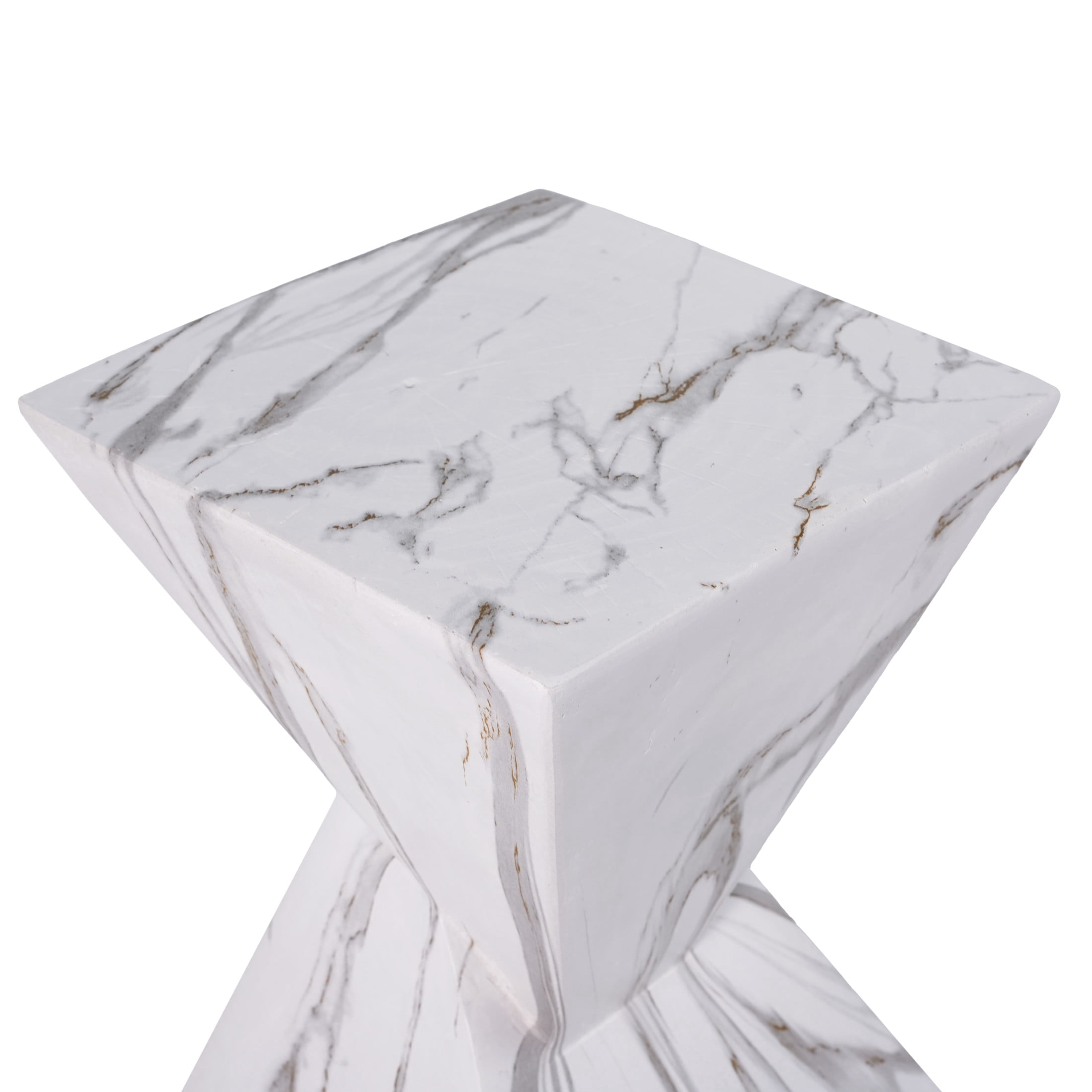 Christopher Knight Home 18.5" Modern Geometric Concrete Accent Side Table, White Marble