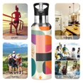 thumbnail image 7 of Yayeee 20oz Insulated Water Bottle Double Wall Stainless Steel with Flip Straw Lid, Beige Abstract, 7 of 7