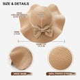 thumbnail image 4 of ROYAL MATRIX Women Straw Sun Hat Wide Brim UV Protection Beach Hat Summer Floppy Hat with Linen Bow Pink, 4 of 8
