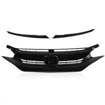 CROSSDESIGN Front Bumper Hood Grille Grill Guards   2Pcs Eye Lid, Fit for Honda Civic 2016-2018 10th GEN OE Factory Style ABS Plastic Black