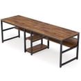 thumbnail image 4 of Fnova 78.74" Modern Computer Desk with Wood Tabletop, Industrial Writing Desk with 4 Open Shelves, Metal Frame Office Desk for Living Room & Study, Brown, 4 of 18