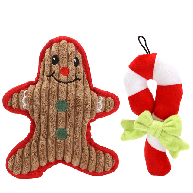Juguetes navideños para perros de peluche - Juguetes masticables rellenos Juego de juguetes interactivos para cachorros para mascotas pequeñas y medianas