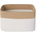 thumbnail image 1 of Woven Cotton Rope Storage Baskets with Handles Large Washable Basket Set Decorative Storage Bins Boxes-White/Brown, 1 of 5