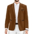 thumbnail image 3 of ZVNAΖH Mens Corduroy Blazer Sport Coat Single Breasted Lapel Collar with Pockets, 3 of 4